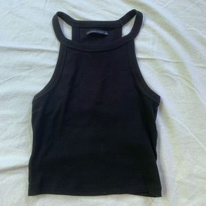 ABERCROMBIE high neck ribbed crop top black
